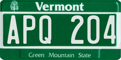 VT license plate APQ204