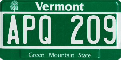 VT license plate APQ209
