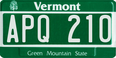 VT license plate APQ210