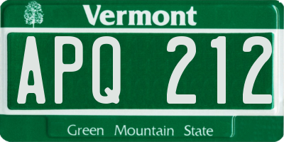 VT license plate APQ212