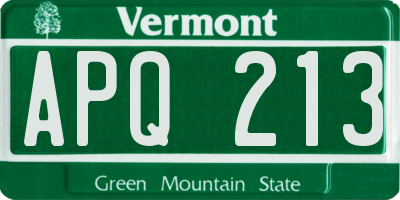 VT license plate APQ213
