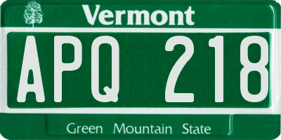 VT license plate APQ218