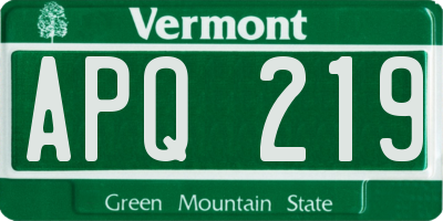 VT license plate APQ219
