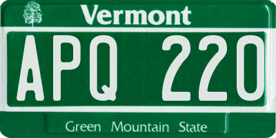 VT license plate APQ220