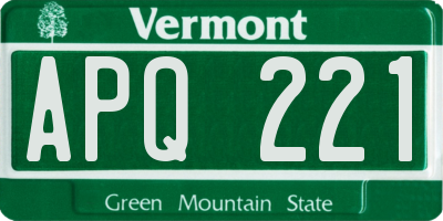 VT license plate APQ221
