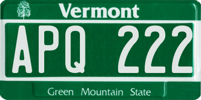 VT license plate APQ222