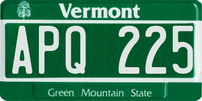 VT license plate APQ225