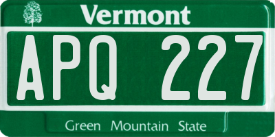 VT license plate APQ227
