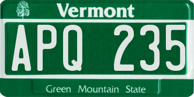 VT license plate APQ235