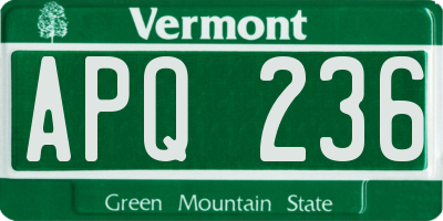 VT license plate APQ236