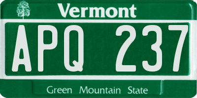 VT license plate APQ237