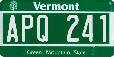 VT license plate APQ241