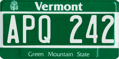 VT license plate APQ242