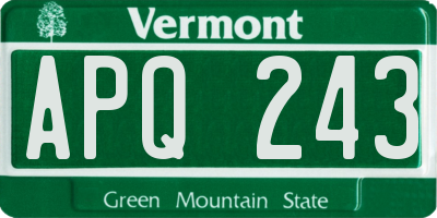 VT license plate APQ243