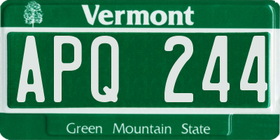VT license plate APQ244