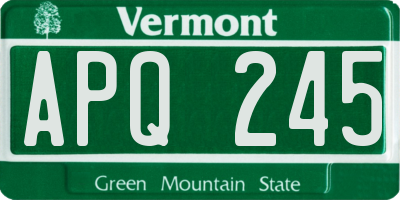 VT license plate APQ245