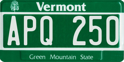 VT license plate APQ250