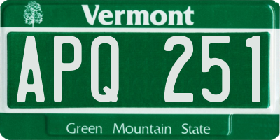 VT license plate APQ251