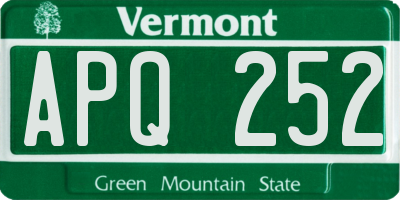 VT license plate APQ252