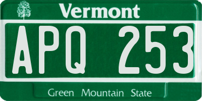 VT license plate APQ253