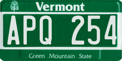 VT license plate APQ254