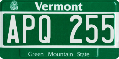 VT license plate APQ255