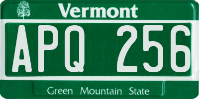 VT license plate APQ256