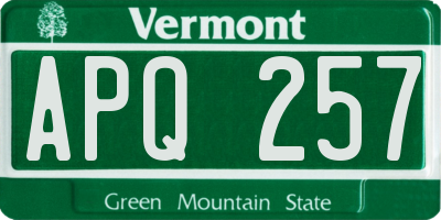 VT license plate APQ257