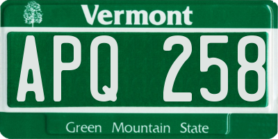 VT license plate APQ258
