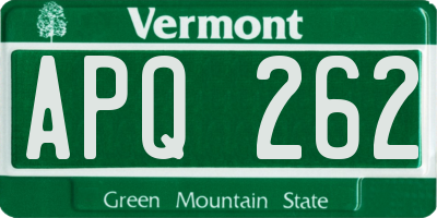 VT license plate APQ262