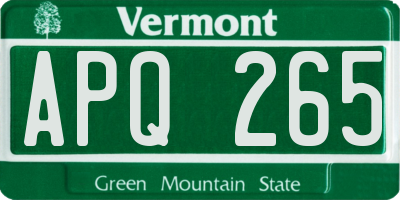 VT license plate APQ265