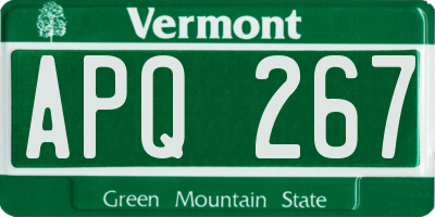 VT license plate APQ267