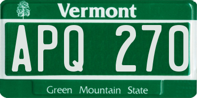 VT license plate APQ270
