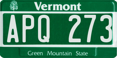 VT license plate APQ273