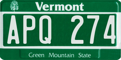 VT license plate APQ274