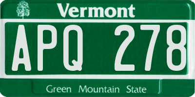 VT license plate APQ278