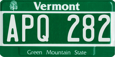 VT license plate APQ282