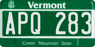 VT license plate APQ283
