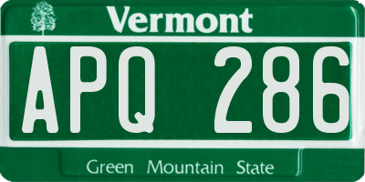 VT license plate APQ286