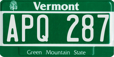 VT license plate APQ287