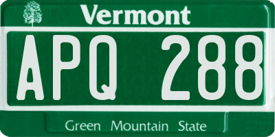 VT license plate APQ288