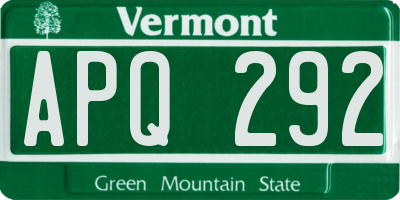 VT license plate APQ292