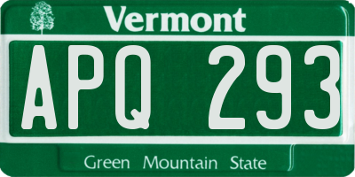 VT license plate APQ293