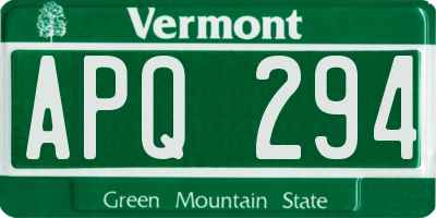 VT license plate APQ294