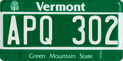 VT license plate APQ302