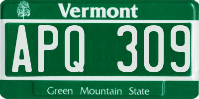 VT license plate APQ309