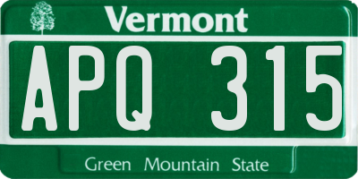 VT license plate APQ315