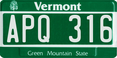 VT license plate APQ316