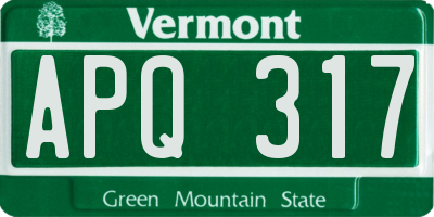 VT license plate APQ317