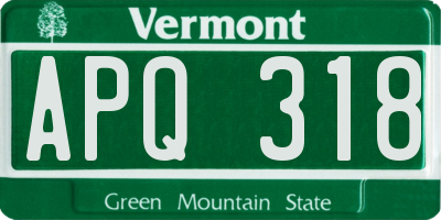 VT license plate APQ318